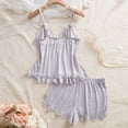 thumbnail image 4 of JSGEK Sexy Lingerie Set for Women Spaghetti Strap Ruffle Hem Peplum Top and Matching Shorts Two Piece Intimate Nightwear Gray XL, 4 of 4