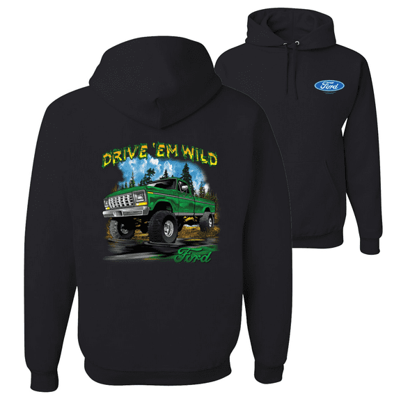 Drive 'Em Wild Green 1970 Ford Bronco F&B Front & Back Cars Hoodie Sweatshirt