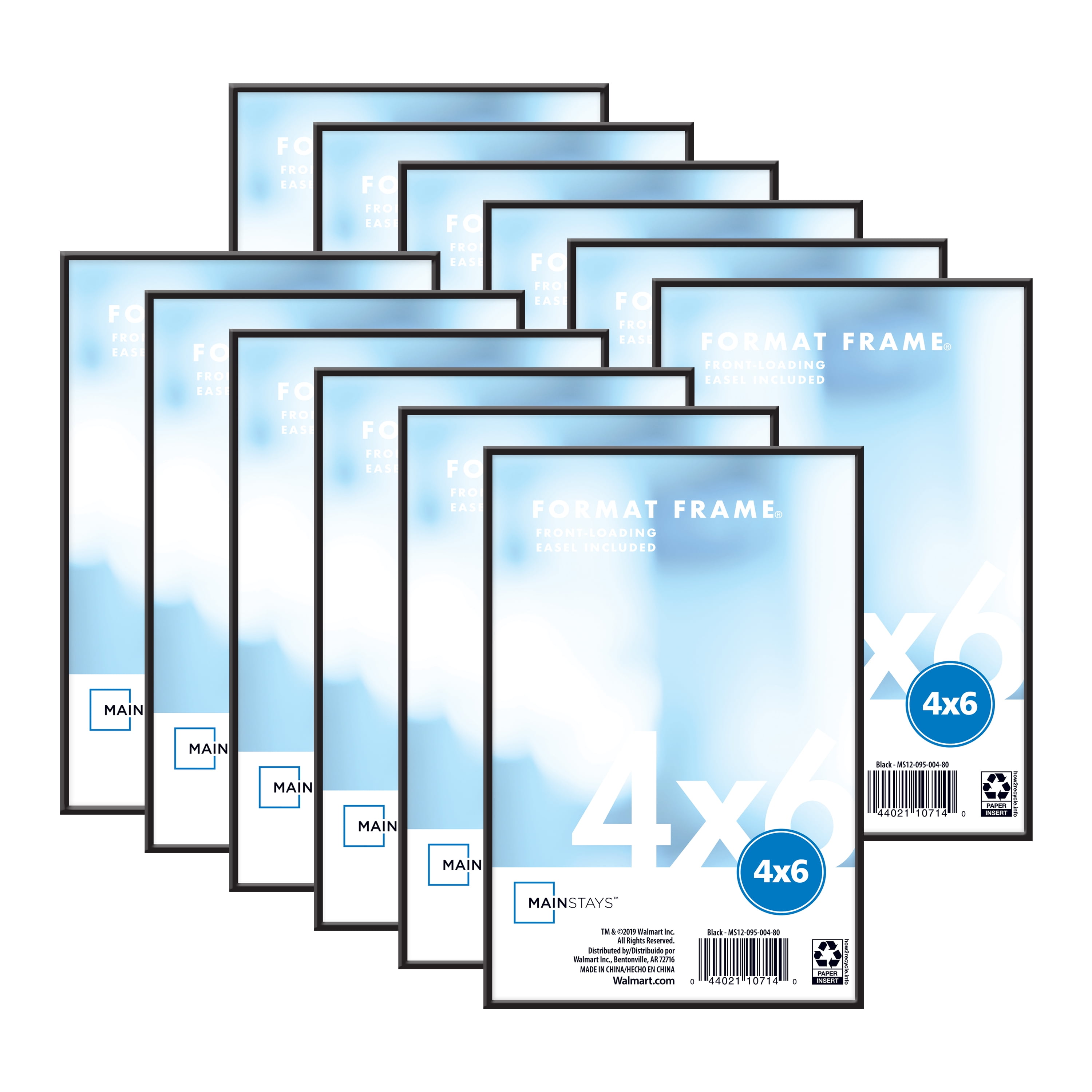 Mainstays 4x6 Front Loading Picture Frame Black Set Of 12 Walmart Com
