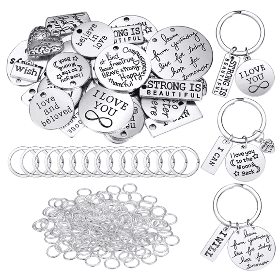 259 Pieces Inspirational Motivational Keychains Charms Pendant Bulk Keychains Inspirational Words Charms for Various DIY Necklaces Bracelets Jewelry Making Accessory
