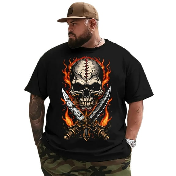 Men T Shirt for Big & Tall Man Graphic Short Sleeve Plus Size Oversized Tee Tshirts XLT T0 5DLS 007