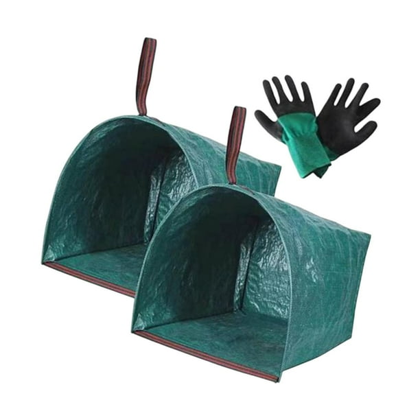 2 piezas Bolsas de jardín para escombros, recolectando hojas de hojas de desecho de patio portátil con guantes para comunidades patio trasero al aire 270L 105CMX56CMX43CM