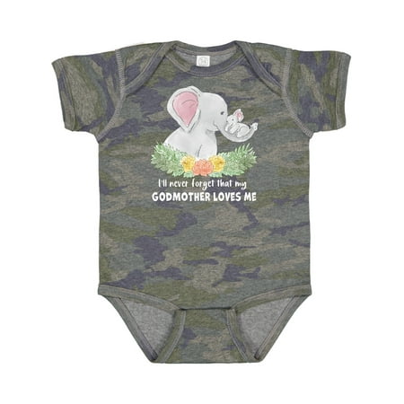 

Inktastic I ll Never Forget That My Godmother Loves Me Cute Elephants Gift Baby Boy or Baby Girl Bodysuit