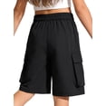 thumbnail image 2 of Haitryli Girls Kids Boys Cargo Shorts Hip-hop Fashion Clothing And Work Pants Gymnastic Trunk Gym Bottoms Black 130-M, 2 of 4