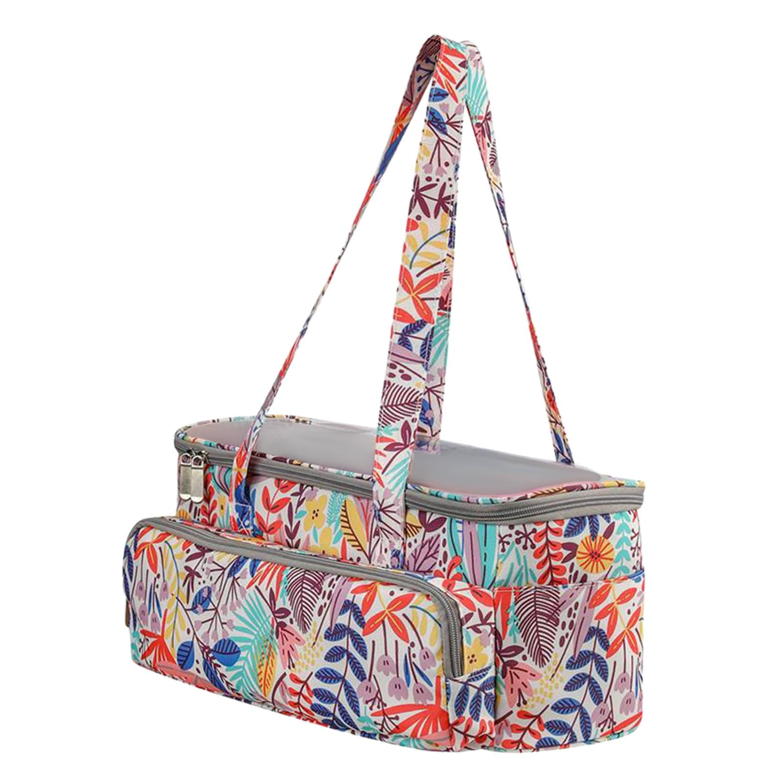 GUOOL Knitting Bag, Yarn Storage Organizer Empty Shoulder Strap Handbag Large Crochet Bag Yarn Ball Holder Bag for Knitting