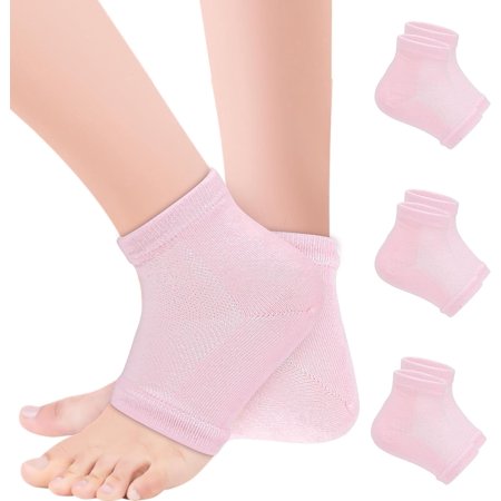 3 Pairs Gel Socks, Moisturizing Socks,Vented Toeless Spa Sock for Foot Care Treatment Repairing Cracked Heel, Dry Feet,Rough Skin,Softening Calluses, Healthy Feet,