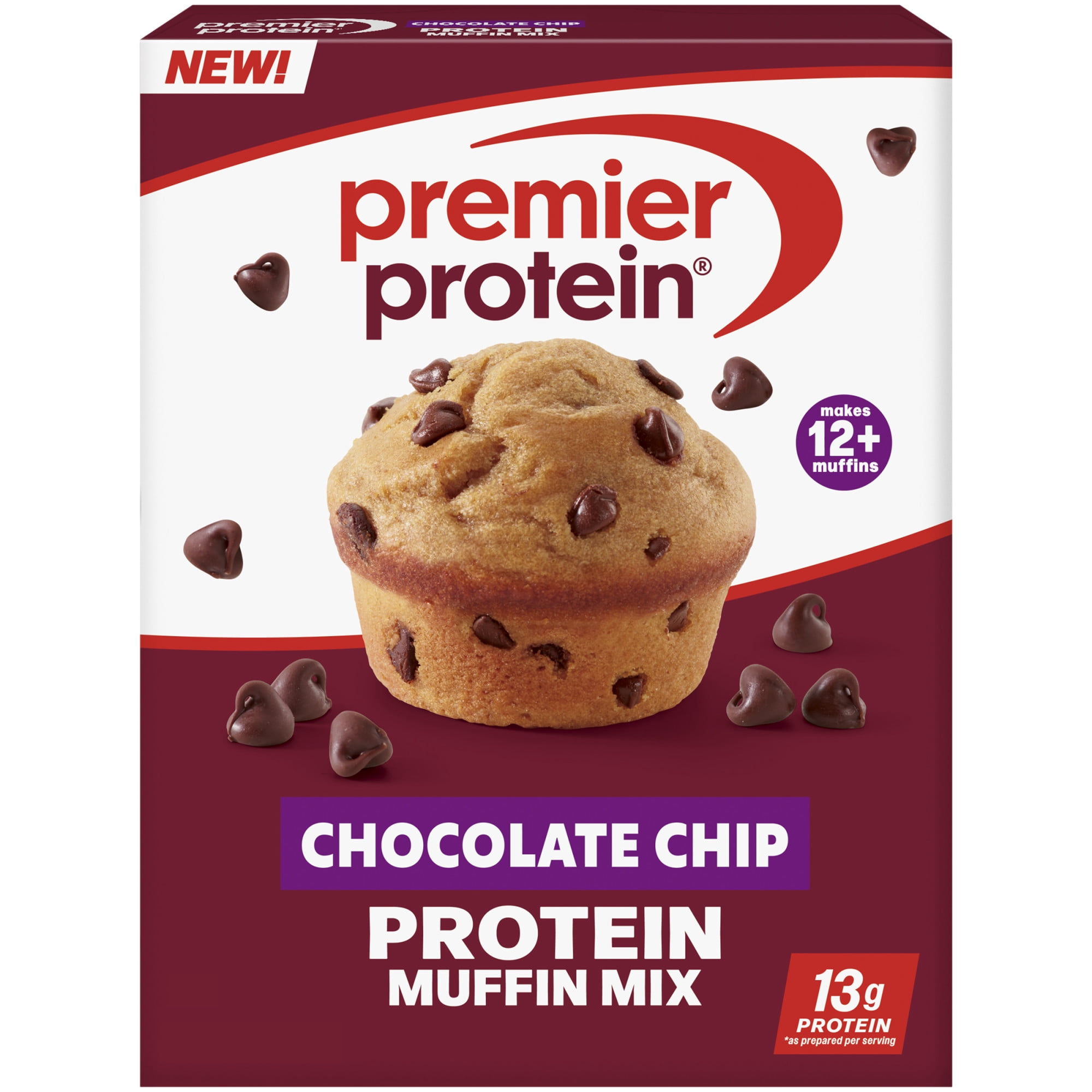 (12 pack) Premier Protein Chocolate Chip Protein Muffin Mix, 14 oz