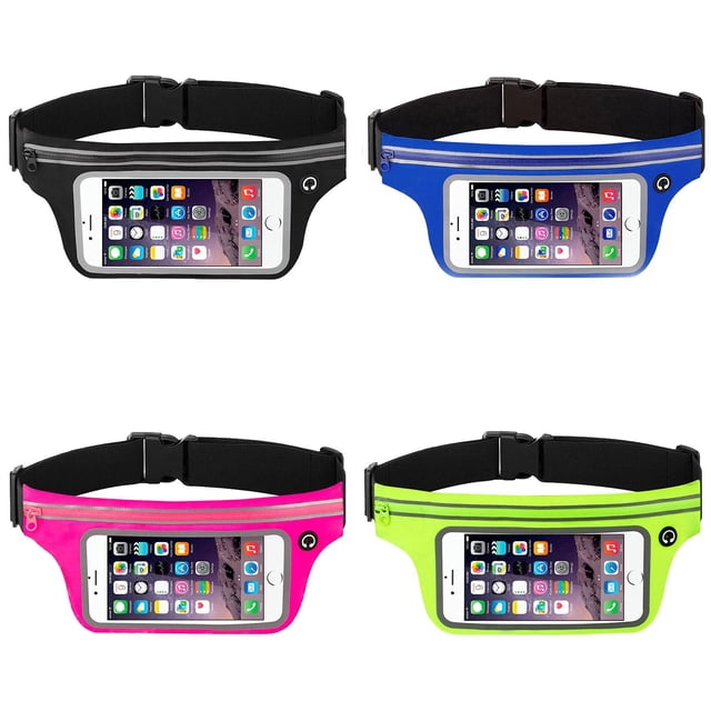 YWIYIUD 4 Pcs Sac Banane de Course Portable et Pratique 11.02x4.72 Pouces avec Étui à Écran Tactile Poche Sac Banane de Sport Durable Convenant à la Randonnée au Camping à la Course et au Voyage