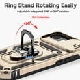 thumbnail image 2 of Armor Case for iPhone 16e with Camera Lens Sliding Cover & Ring Stand & Support Magnetic Car Mount, Military Grade Shockproof Heavy Duty Protective Case for iPhone 16e, Gold, 2 of 9