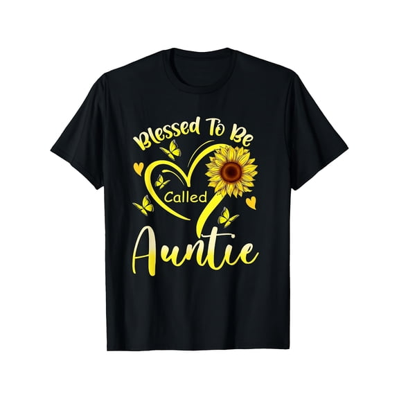 Women's Blessed Sunflower Heart Auntie T-Shirt