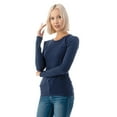 thumbnail image 4 of Simply Fashion Basic Round Crew Neck Long Sleeve T-Shirts - Stretch Cotton Spandex Navy-Large, 4 of 4