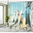 thumbnail image 4 of Ambesonne Tropical Shower Curtain, Beach Surfboards Print, 69"Wx84"L, Soft Blue and Pale Yellow, 4 of 4