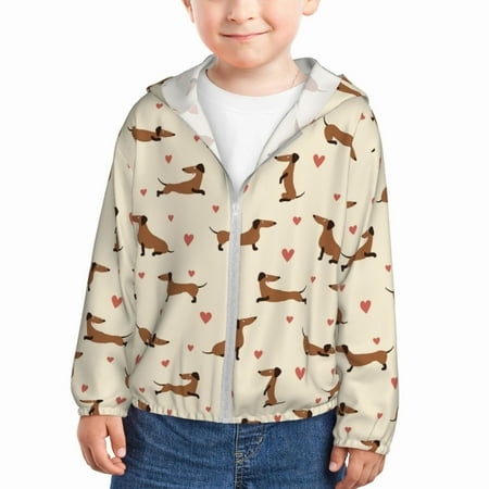 

Zeuib Heart Dachshund Print Girls & Boys Sun Protection Hoodie with UPF 50+ Children’s Quick-Dry Jacket Perfect for Outdoor Activities-5 Years