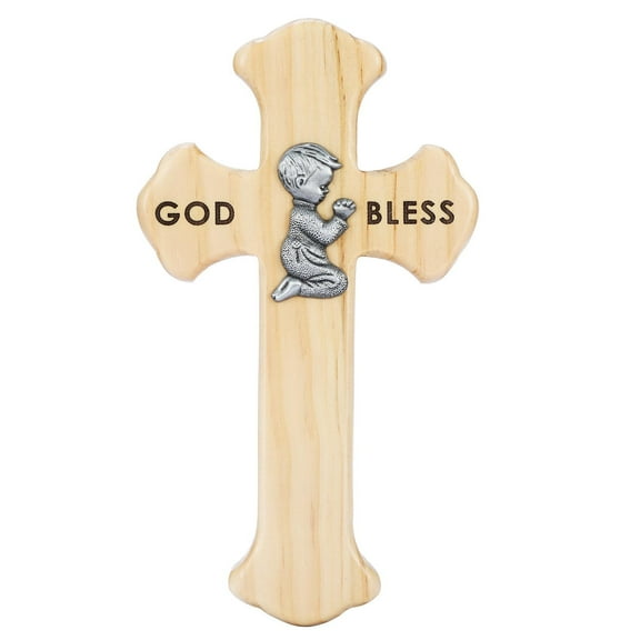 Baby Wall Cross Baptism Gifts for Boys, Wood Blessing Boy Baptism Crosses for First Holy Communion -Baptism Confirmation Keepsake Gift