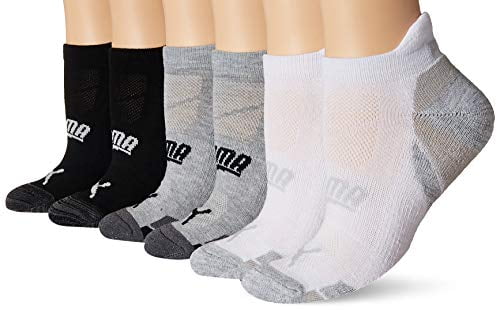 PUMA womens 6 Pack 1/2 Terry Low Cut Running Socks, White/Multi, 11-9 US