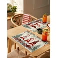 thumbnail image 4 of Placemats Set of 6, Cotton Linen Heat Table Mats Non-Slip Washable Merry Christmas Gnomes Xmas Tree Poinsettia Balls Placemat for Holiday Banquet Dining Kitchen Table Decor, 4 of 6