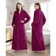 thumbnail image 2 of AMITOFO Womens Zip Up Fleece Robe Warm Loose Flannel Plush Zipper Lounger Bathrobe for Ladies 2XL-3XL & Rose Red, 2 of 7