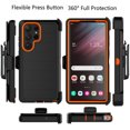 thumbnail image 3 of For Samsung Galaxy S23 Ultra Case,Takfox Holster Phone Case with Built-in Screen Protector Swivel Belt Clip [3 Layers] Heavy Duty Full Body Protection Shockproof Kickstand Cover-Black/Orange, 3 of 10