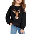 thumbnail image 3 of Girls Sweatshirt Kids Holiday Tree Print Pocket Crew Neck Long Sleeve Hoodless Top Black 3-4 Years, 3 of 4