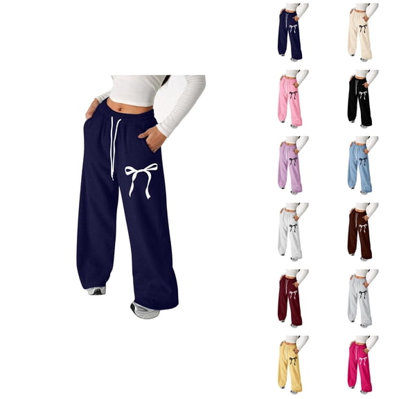 Girls Fashion Girl Pants Girl's Bowknot Baggy Sweatpants Lightweight Straight Leg Athletic Pants With Pockets