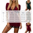 thumbnail image 4 of Tqcoqu Women's Deep V Neck Lace Trim Puff Short Sleeve Velvet Bodycon Mini Dress Club Party Dress, 4 of 6