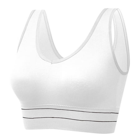 

ZMHEGW Womens Sports Bras 1 Wire-Free Compression Tops Solid Print White Xxxl