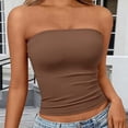 thumbnail image 3 of Gsakboxl Summer Tops 2026 New Independent Station Women Strapless Tube Top Slim Fit Sleeveless Crop Camisole Basic No Shoulder Elegant Fashion Summer Daily Layering Blouse Khaki S, 3 of 4