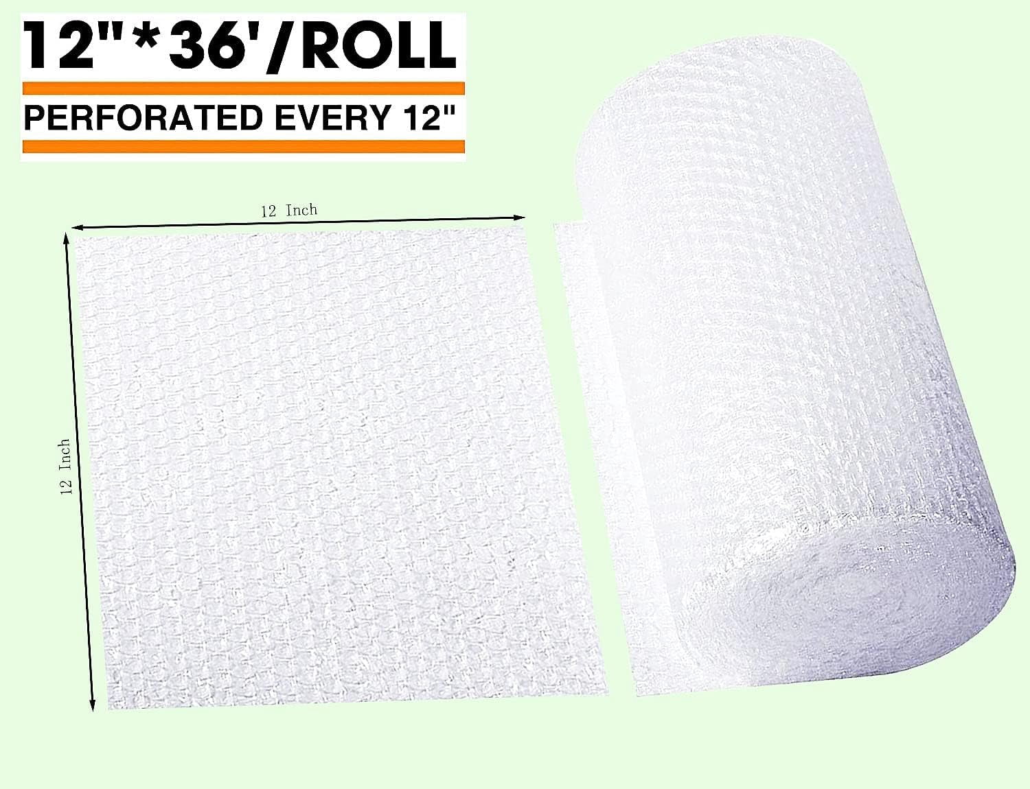Bubble Cushioning Wrap Rolls 2-Pack, 12 Inch x 72 Feet 3/16" Air Bubble, Bubble Moving Wrap for Packing, Moving Supplies, Small business