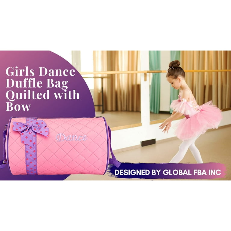 Dance Duffle Bag for Girls Kids Travel Bag with Adjustable Carry On and Handy Pouch Dance Accessories For Girls Pink Lavender