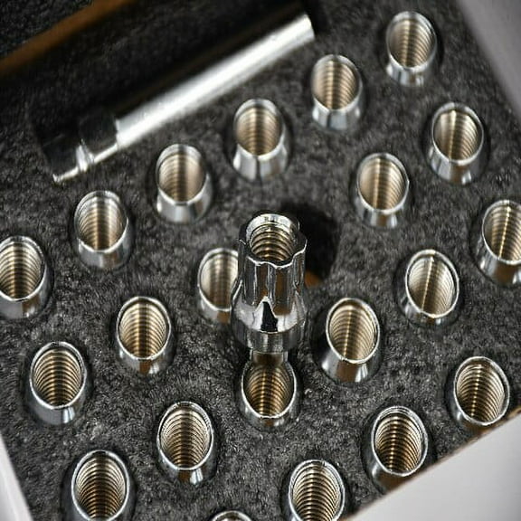 Set 32 Epoch Open End Spline Lug Nut Kit Chrome 14mm x 1.5 1" Tall M14x1.5