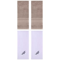 Unique Bargains 4 Pcs Cotton Soft Floral Hand Towels 13" x 29" Purple/Brown