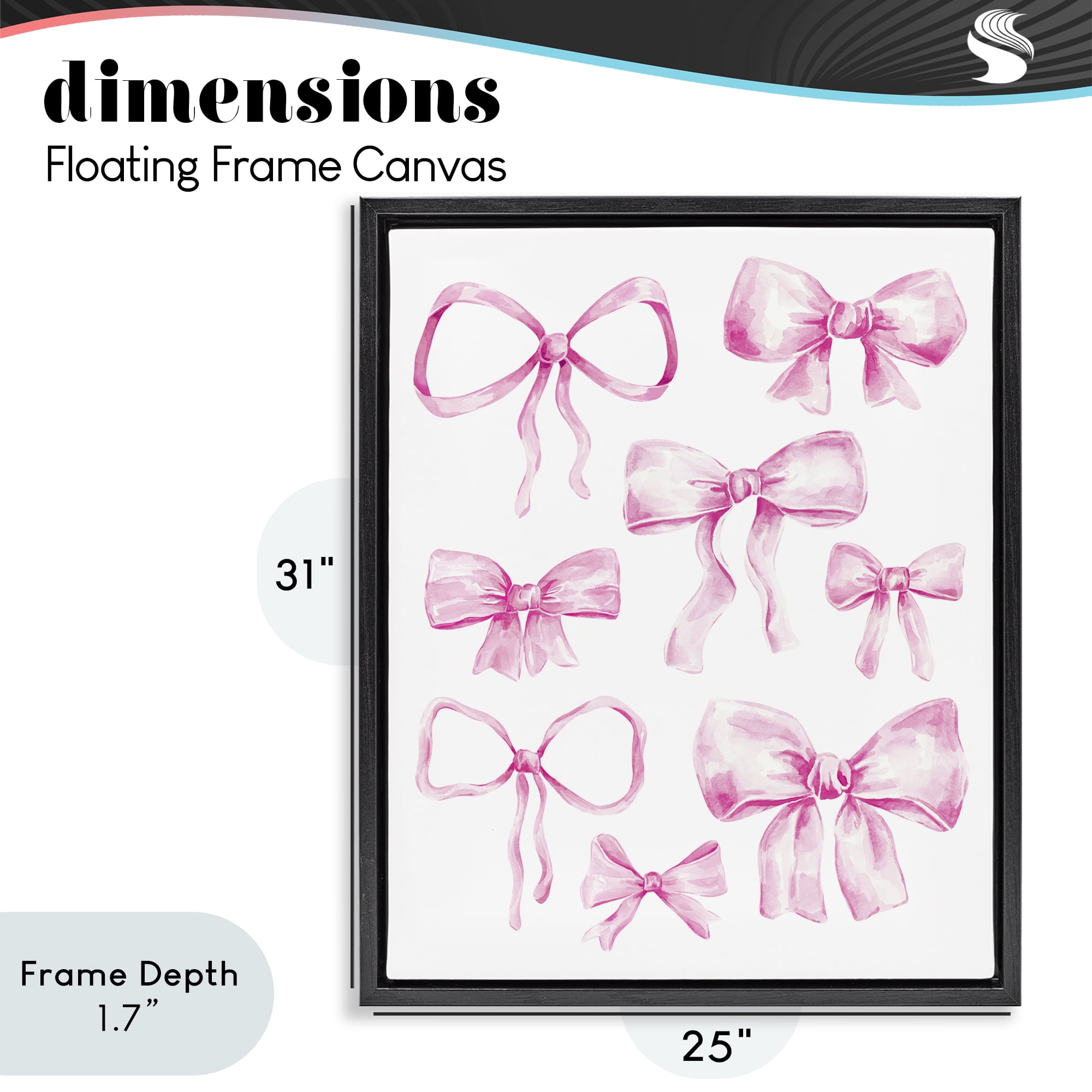 Stupell Industries Coquette Bow Collection Black Framed Floater Canvas Wall Art, design by Bethany Sandoval