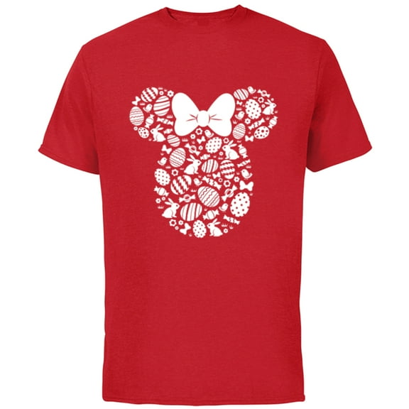 Disney Minnie Mouse Icon White Bunnies Easter - Short Sleeve Cotton T-Shirt for Adults - Customized-Red