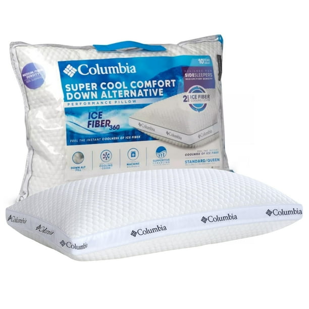 Almohada Columbia Comfort Ice Fiber para dormir de lado, refrigeración, 47 x 67 cm