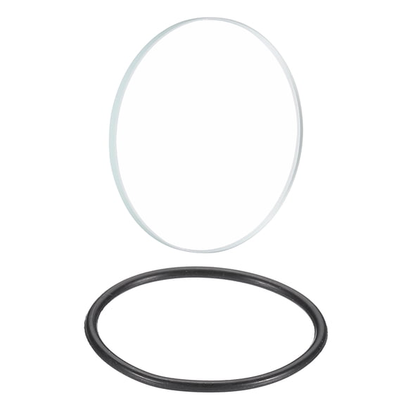 Lente de vidrio redonda LED de borde pulido de 1.1" de diámetro de Uxcell con anillo de silicona transparente negro