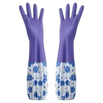 LanSuare Velvet Flower Rubber Cleaning Gloves, Long Anti-Skid Household Gloves, Dishwashing Protection, Chemical Resistant, Reusable Chore Gear