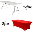 thumbnail image 4 of Mds Pack of 12 Rectangular Stretch 8ft Spandex Table Cover Tablecloths for Wedding - Red, 4 of 5