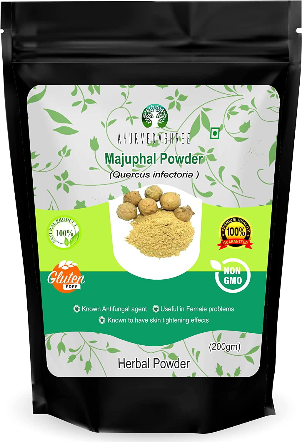 Majuphal Powder 100g | 100% Pure Oak Gall Powder (Quercus Infectoria) | Ayurvedic Herb