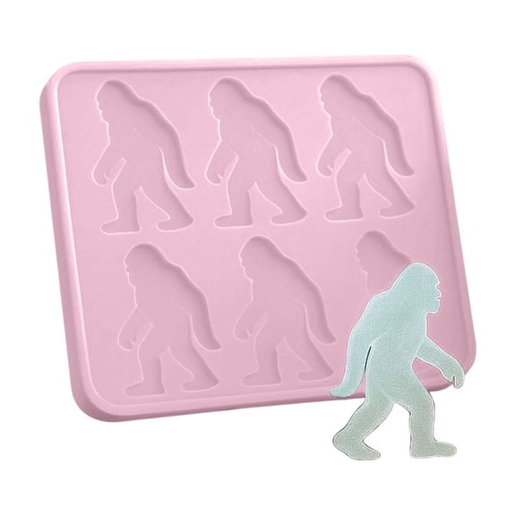 Bigfoot Shape Ice Cube Mold,Silicone Sasquatch for Cocktail Whiskey,6 Cavity Tray Popsicle, Easy Release Dishwasher Safe Pink