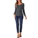 thumbnail image 2 of INSPIRE CHIC Blusa de Cuello Redondo para Mujer con Botones, Estiramiento, Fruncido y Cuerda, 2 of 5