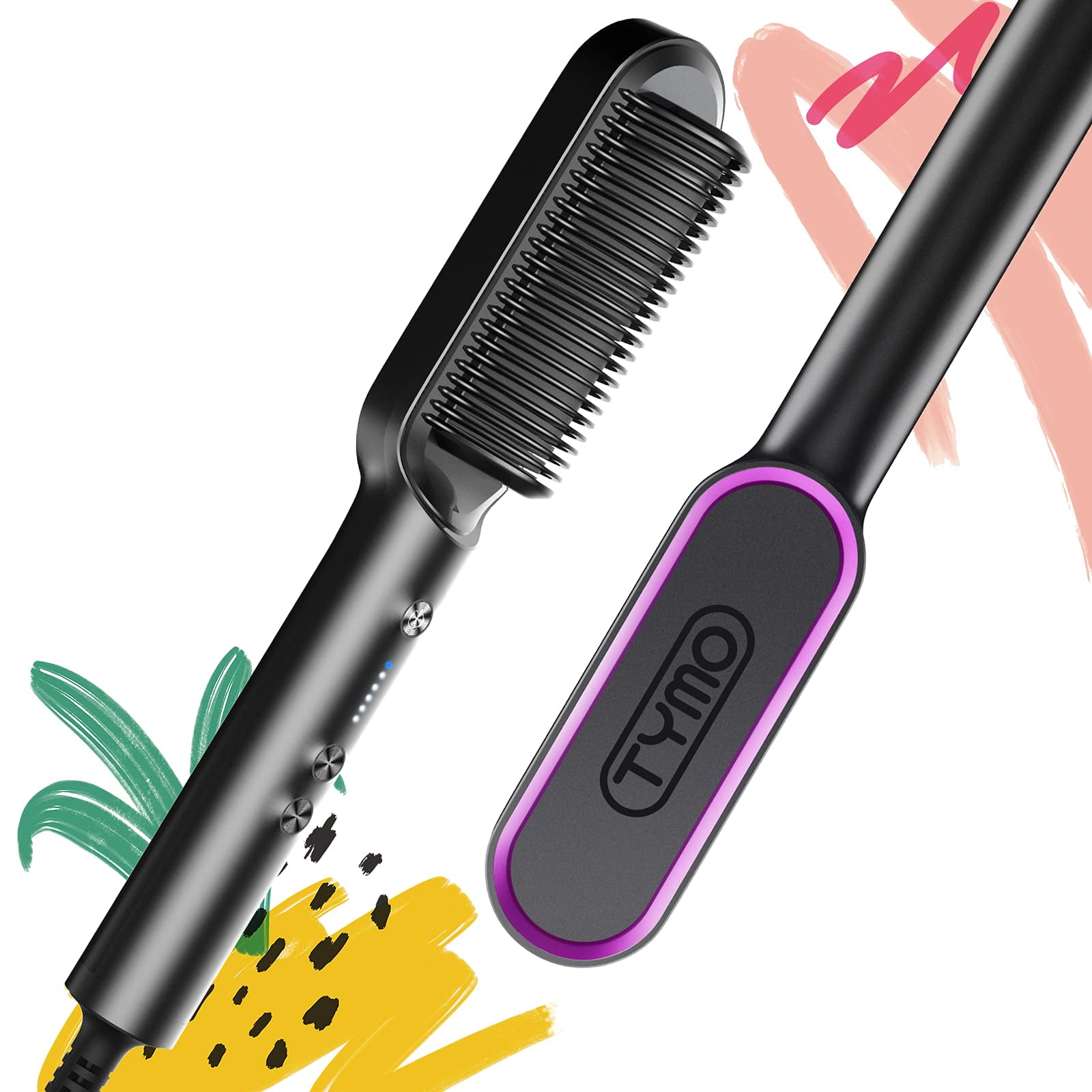 Tymo hair straightener brush - Tymo ring curly hair straightener with 20s  fast heating, 5 thermostatic level hot hair straightener combs, 30 minute  auto-off & 110V-240V, hair silky str 