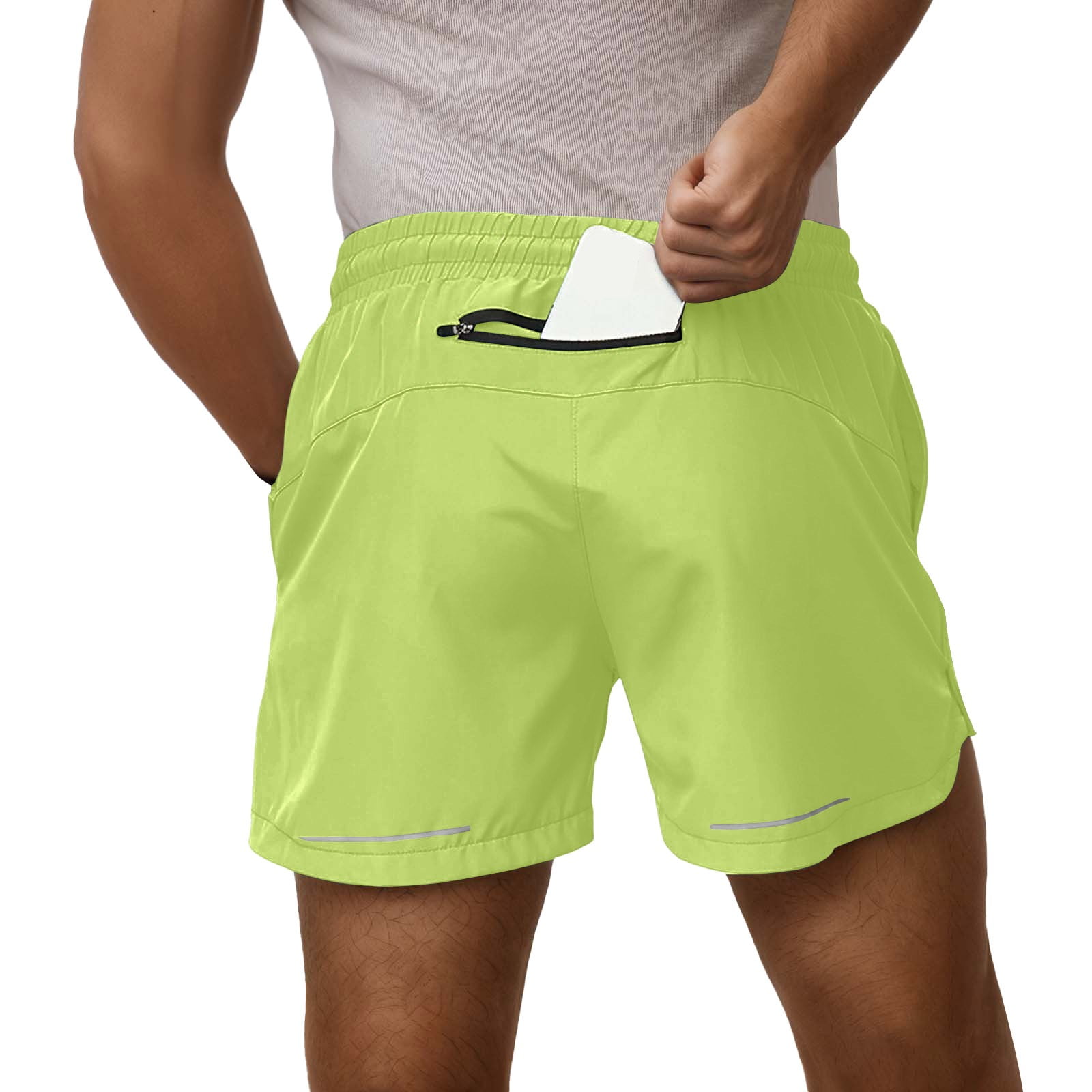 Rove Studio Men&rsquo;s Quick Dry Workout Shorts Breathable Athletic Shorts with Zipper Pocket for Gym Running & Casual Summer Wear Green L