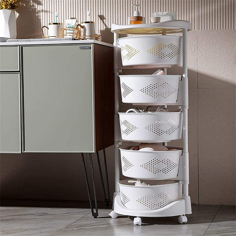 Plastic Multilayer Rack Small 2 Tier Popular Plastic Kitchen Bathroom  Storage Rack With Universal Wheel