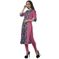 thumbnail image 4 of Moomaya V Neck Straight Tunic For Women Roll Up Sleeve Printed Cotton Kurta, 4 of 6