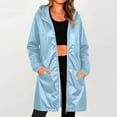thumbnail image 6 of Yteetum Women's Long Raincoats Rain Jackets Packable Waterproof Windbreaker Zipper Hooded Jackets Solid Lightweight Travel Hiking Rain Coats, 6 of 9