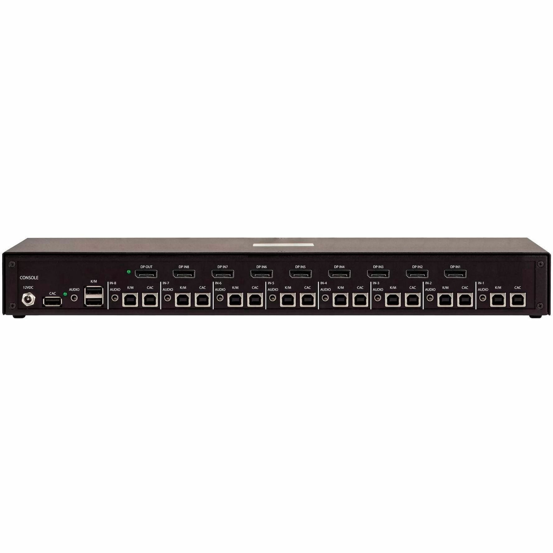 StarTech Secure 8-Port DisplayPort KVM Switch, 4K 30Hz, NIAP 4.0, CAC, Made in the USA - Securely control eight DisplayPort desktops or servers from one mouse, keyboard, and a 4K 30Hz monitor; NIAP...