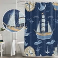 thumbnail image 4 of Shower Curtain Bathroom Set Modern Marine Sailing Boat Clock Waterproof Fabric Shower Curtains with Grommets&Hooks, Nautical Anchor Navy Blue Privacy Bath Curtain for Bathtub 72x84in, 4 of 9