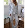 thumbnail image 3 of Rdhnmea Women 2 Piece Floral Pajamas Lounge Set Y2K Long Sleeve Shirt Wide Leg Pants Sleepwear Pj Matching Sets, 3 of 9