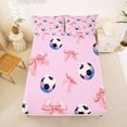 thumbnail image 5 of Manfei Pink Coquette Bow Full Size Sheets For Girls,Kids Soccer Sport Game Bed Sheets,4 Pieces, 5 of 6