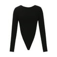 thumbnail image 6 of Summer Saving Clearance AXXD Clearance Shorts For Women,V-Neck Long Sleeve Solid Tight T-Shirt Autumn Blouse Bodysuits Cutout Jumpsuit Gifts For Mom Black 4, 6 of 8